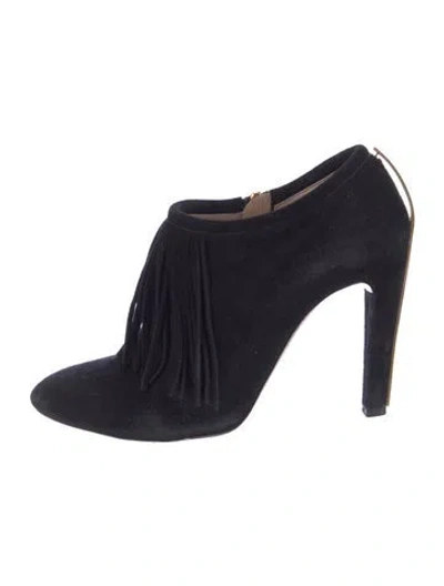 Pre-owned Chloé Suede Fringe Trim Accent Pumps In Blue