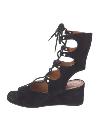 Pre-owned Chloé Suede Gladiator Sandals In Black