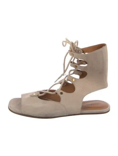 Pre-owned Chloé Suede Gladiator Sandals In Neutral