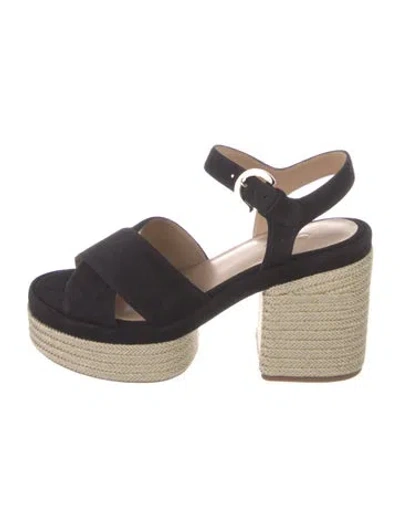 Pre-owned Chloé Suede Glitter Accents Espadrilles In Black