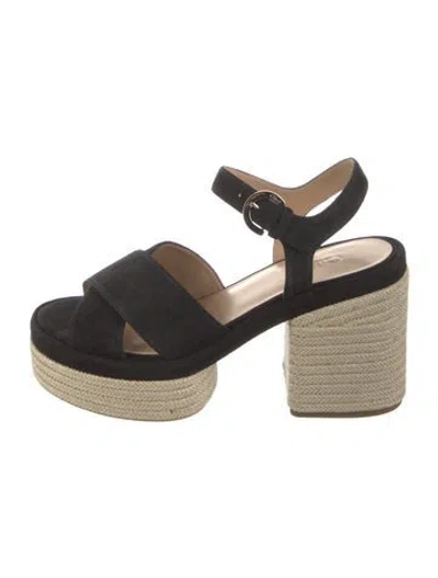 Pre-owned Chloé Suede Glitter Accents Espadrilles In Black