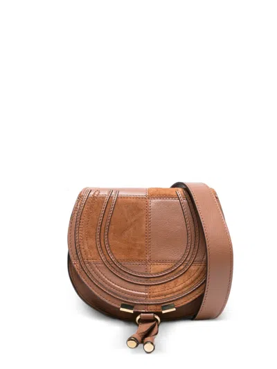 Chloé Suede Grained Leather Marcie Crossbody Bag In Brown