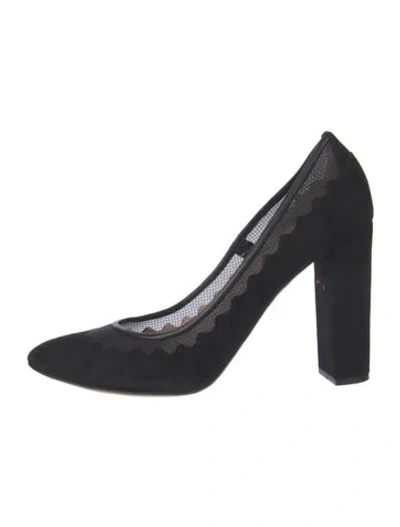 Pre-owned Chloé Suede Lace Pattern Pumps In Blue