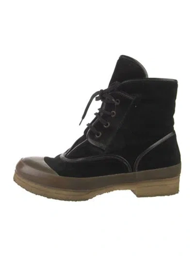 Pre-owned Chloé Suede Lace-up Boots In Black