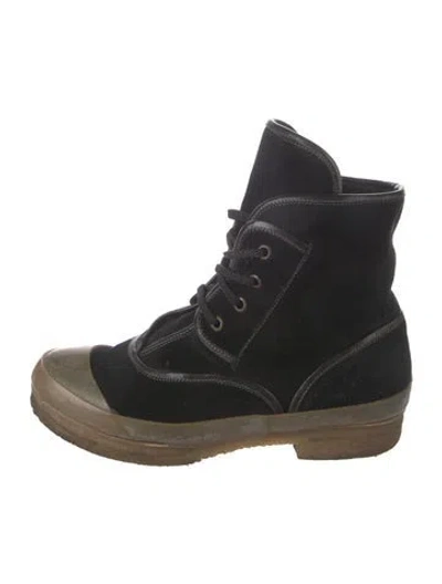 Pre-owned Chloé Suede Lace-up Boots In Black