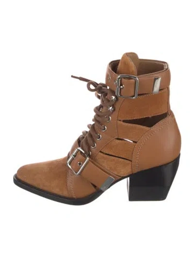 Pre-owned Chloé Suede Lace-up Boots In Brown