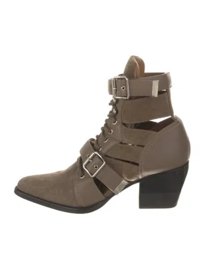 Pre-owned Chloé Suede Lace-up Boots In Neutral