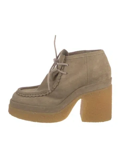 Pre-owned Chloé Suede Lace-up Boots In Neutral