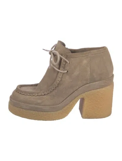 Pre-owned Chloé Suede Lace-up Boots In Neutral