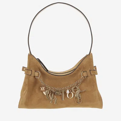 Chloé Suede Leather Shoulder Bag In Sand