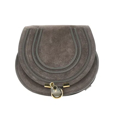 Chloé Suede Leather Small 'marcie' Saddle Bag In Gray