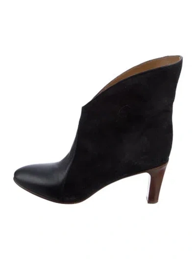 Pre-owned Chloé Suede Leather Trim Embellishment Boots In Multi