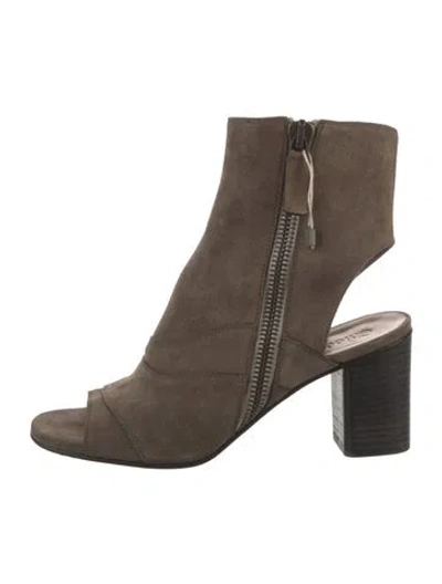 Pre-owned Chloé Suede Leather Trim Embellishment Boots In Neutral