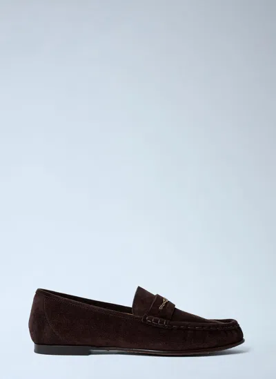 CHLOÉ SUEDE LOGO MOTIF LOAFERS