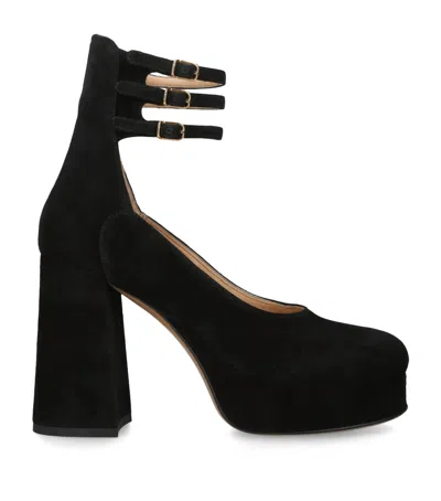 Chloé Suede Loti Platform Pumps 80 In Black