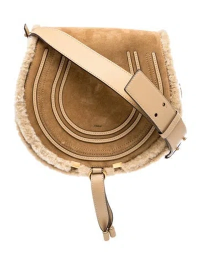 Pre-owned Chloé Suede Marcie Crossbody 2025 In Neutral