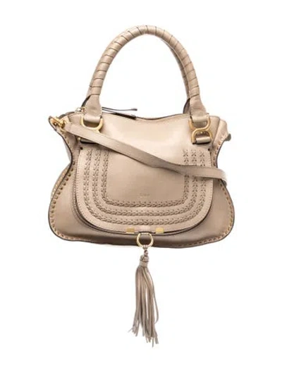 Pre-owned Chloé Suede Marcie Medium In Neutral
