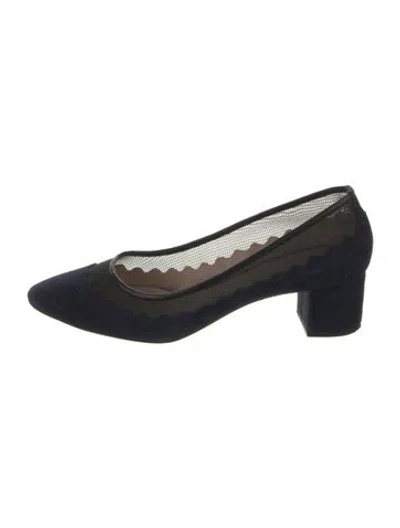 Pre-owned Chloé Suede Mesh Accents Pumps In Blue