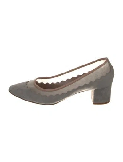 Pre-owned Chloé Suede Mesh Accents Pumps In Gray