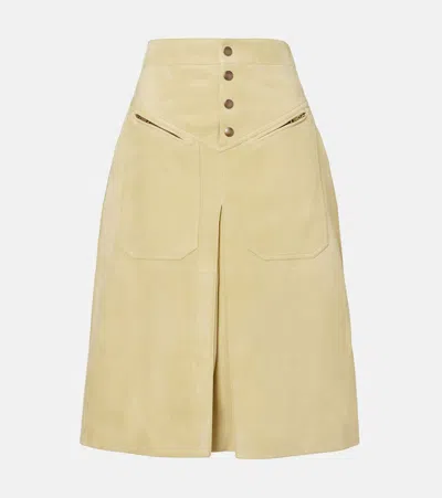 Chloé Suede Midi Skirt In Yellow