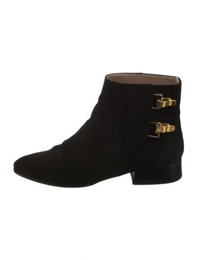 Pre-owned Chloé Suede Moto Boots In Black