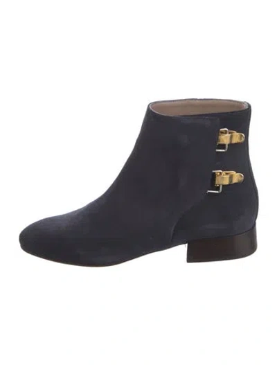 Pre-owned Chloé Suede Moto Boots In Blue