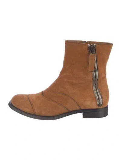 Pre-owned Chloé Suede Moto Boots In Brown
