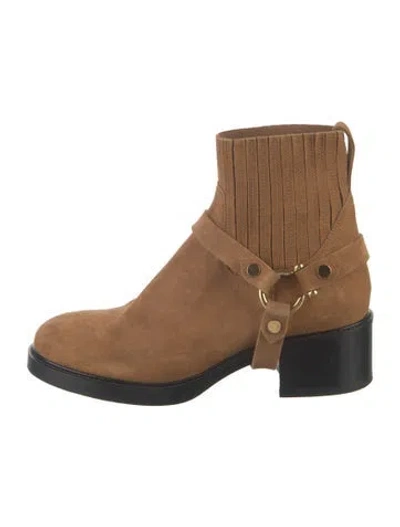 Pre-owned Chloé Suede Moto Boots In Brown