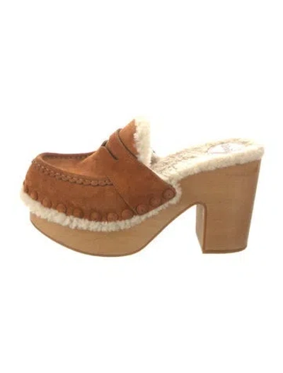 Pre-owned Chloé Suede Mules In Brown