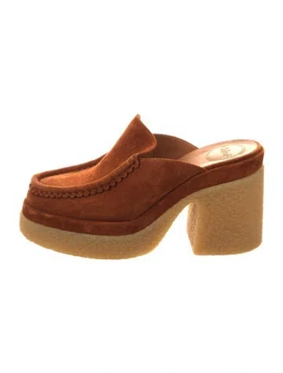 Pre-owned Chloé Suede Mules In Brown