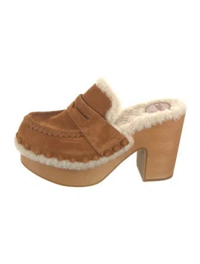 Pre-owned Chloé Suede Mules In Brown