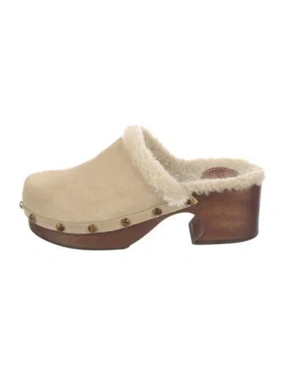 Pre-owned Chloé Suede Mules In Neutral