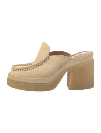 Pre-owned Chloé Suede Mules In Neutral