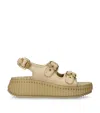 Chloé Chloe Nama Whipstitched Suede Wedge Sandals In Brown