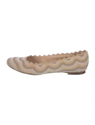 Pre-owned Chloé Suede Patterned Ballet Flats In Neutral
