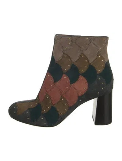Pre-owned Chloé Suede Patterned Boots In Blue