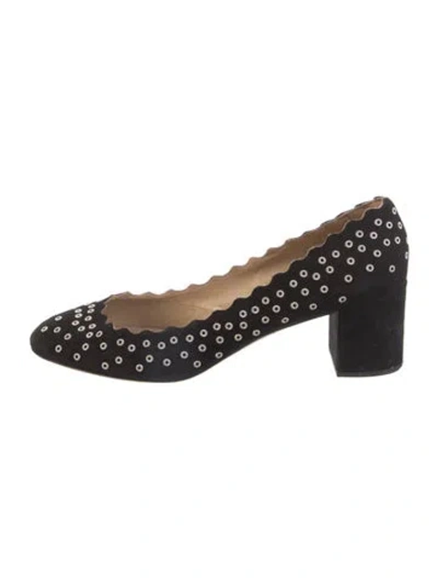 Pre-owned Chloé Suede Patterned Pumps In Black