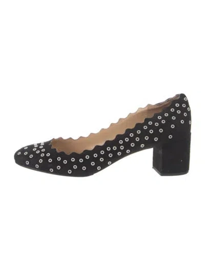 Pre-owned Chloé Suede Patterned Pumps In Black