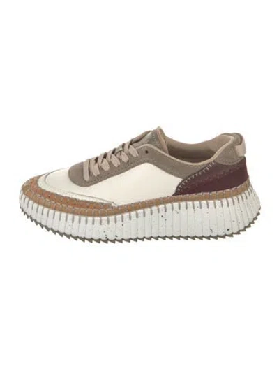 Pre-owned Chloé Suede Patterned Sneakers In Neutral