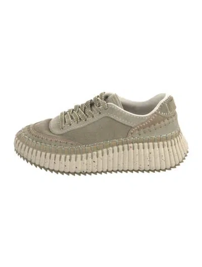 Pre-owned Chloé Suede Patterned Sneakers In Neutral