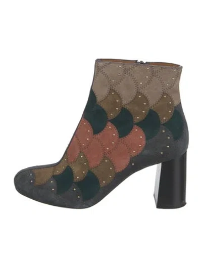 Pre-owned Chloé Suede Printed Boots In Neutral