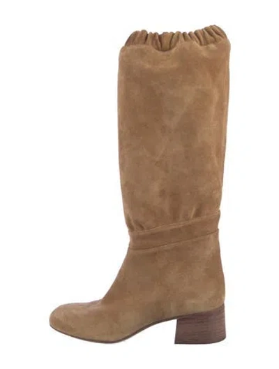 Pre-owned Chloé Suede Riding Boots In Yellow