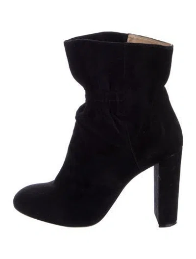 Pre-owned Chloé Suede Ruffle Embellishment Boots In Black
