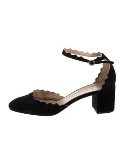 Pre-owned Chloé Suede Scalloped Accent D'orsay Pumps In Black