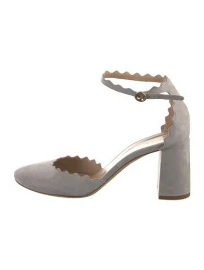 Pre-owned Chloé Suede Scalloped Accent D'orsay Pumps In Neutral