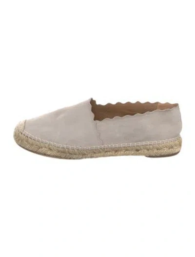 Pre-owned Chloé Suede Scalloped Accent Espadrilles In Gray