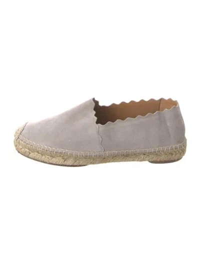 Pre-owned Chloé Suede Scalloped Accent Espadrilles In Gray