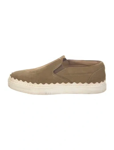 Pre-owned Chloé Suede Scalloped Accent Espadrilles In Green