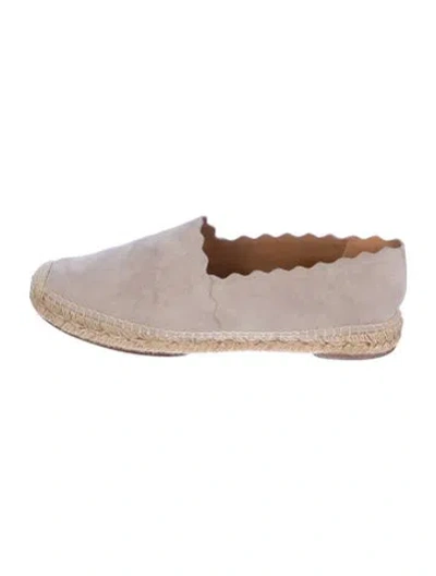 Pre-owned Chloé Suede Scalloped Accent Espadrilles In Grey