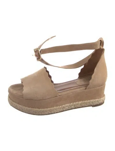 Pre-owned Chloé Suede Scalloped Accent Espadrilles In Neutral